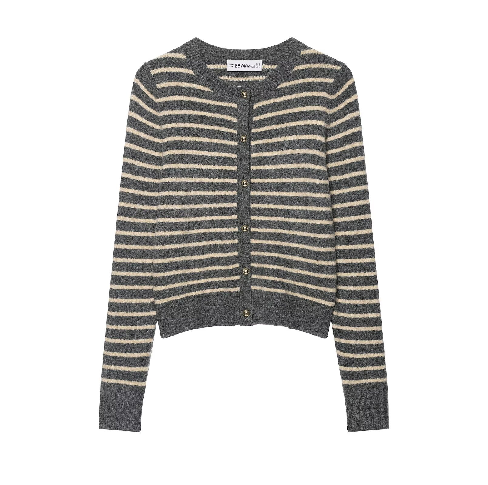 Round neck top with striped knitting