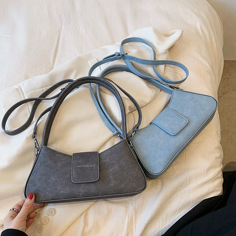 Small PU Leather Underarm Shoulder Bags for Women Designer Fashion Handbags Trend Ladies Solid Color Crossbody Bag