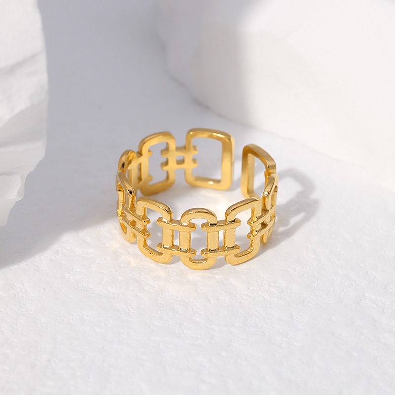 Steel Rings For Women Men Gold Color Hollow Wide Ring Female Male Party Finger Jewelry Gift Trend Free Shipping