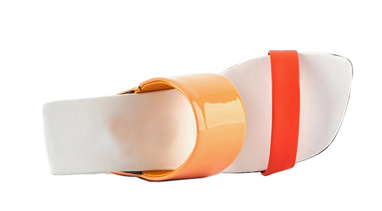 Summer shaped heel ladies square toe slippers