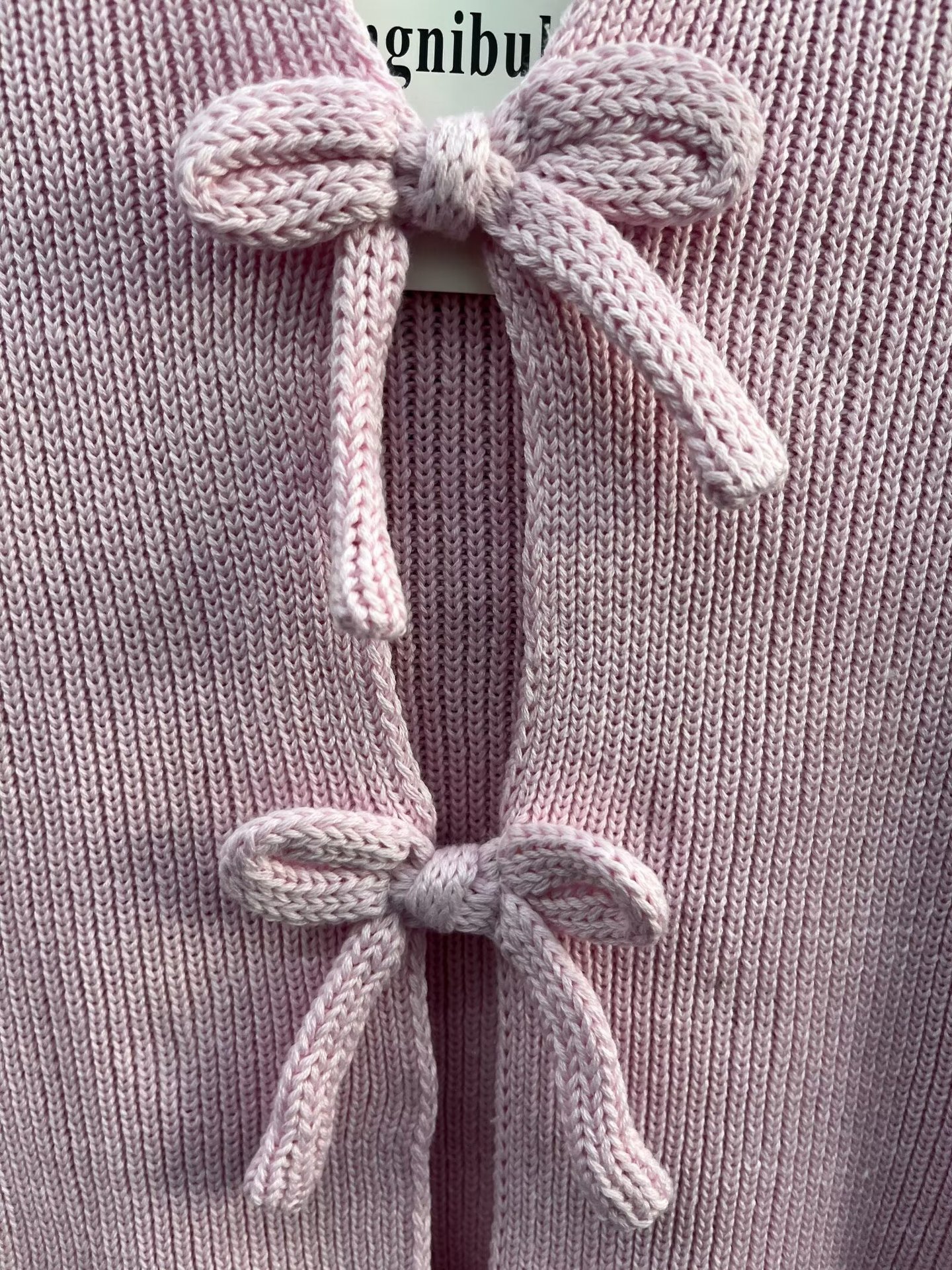 Solid Notched Bow Detail Three-Quarter Sweater