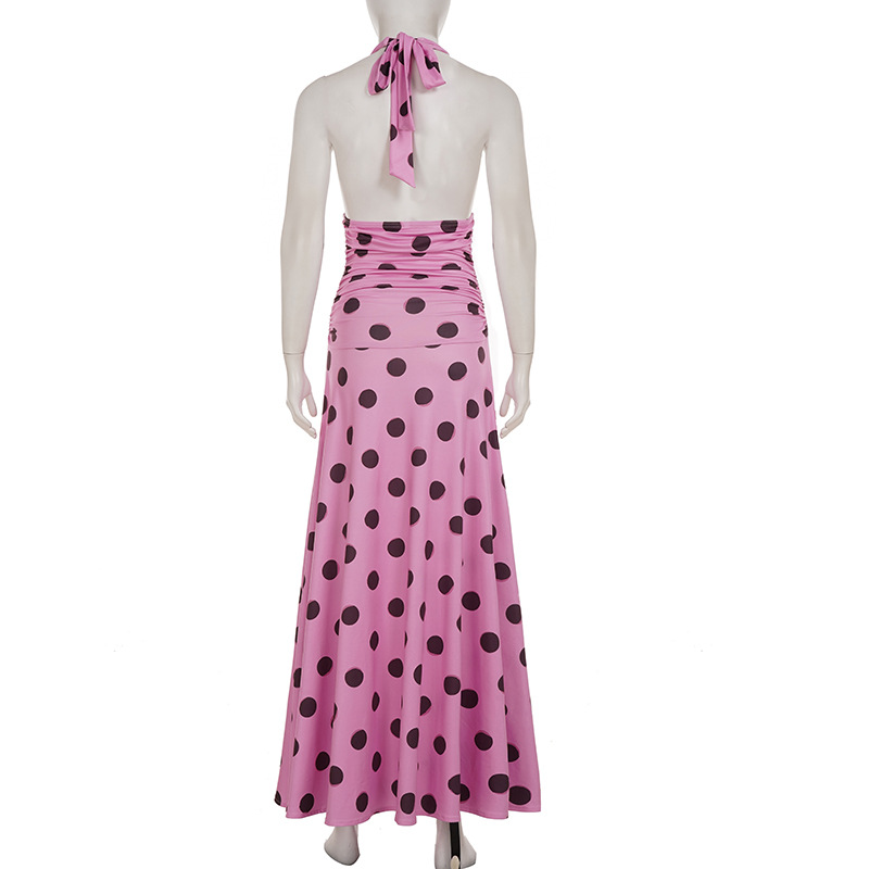 Contrast Tie-Back Plunge Cinch Maxi Dress