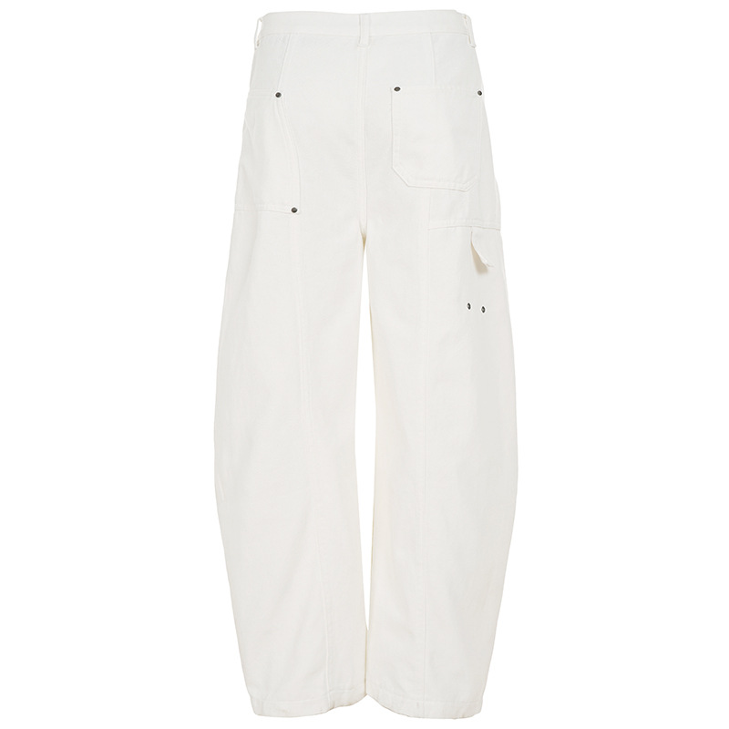 Unique Spicy Girl Women's Wide Leg Jeans with Rivet Decoration, Irregular Design, Loose Fit Casual Long Pants for Women