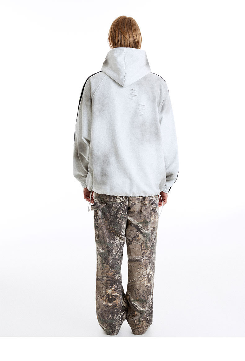 Oversized Distressed Letter Print Hoodie