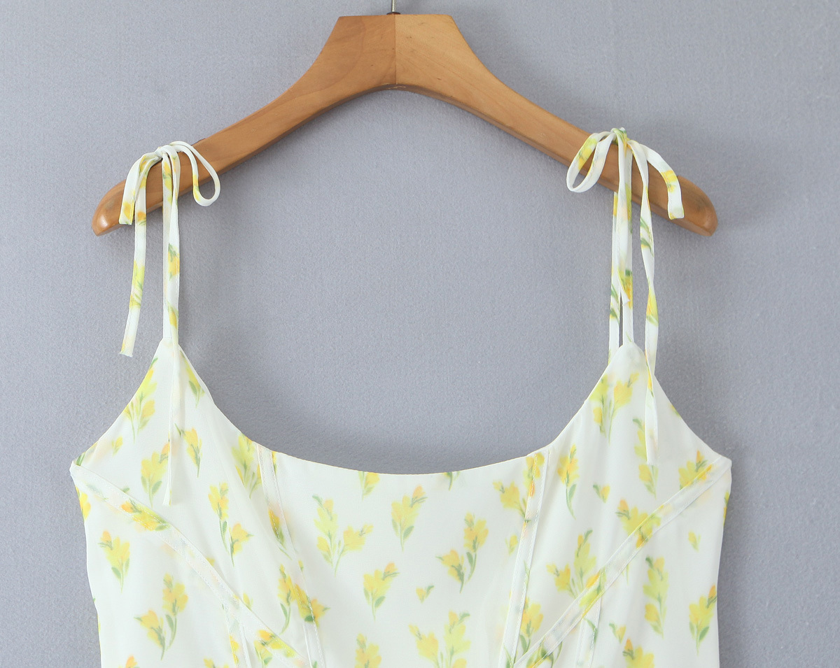 Sleeveless Breezy Crisscross Strap Blossom Print Asymmetric Dress