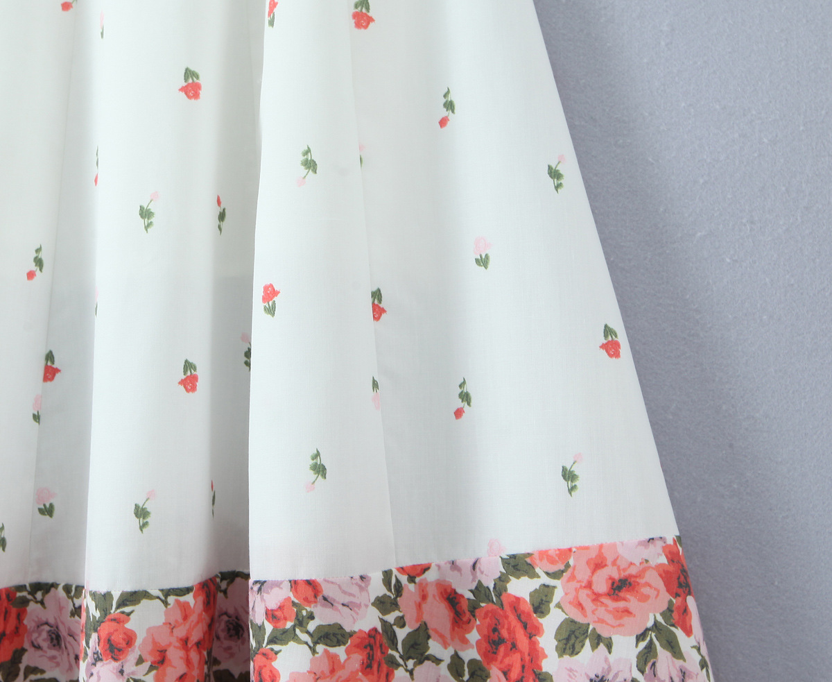 Splicing floral bow tie strap suspender dress