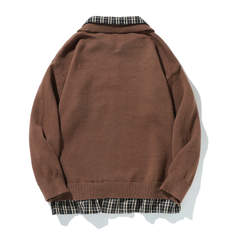 Men's Two-Tone Button-Neck Sweater