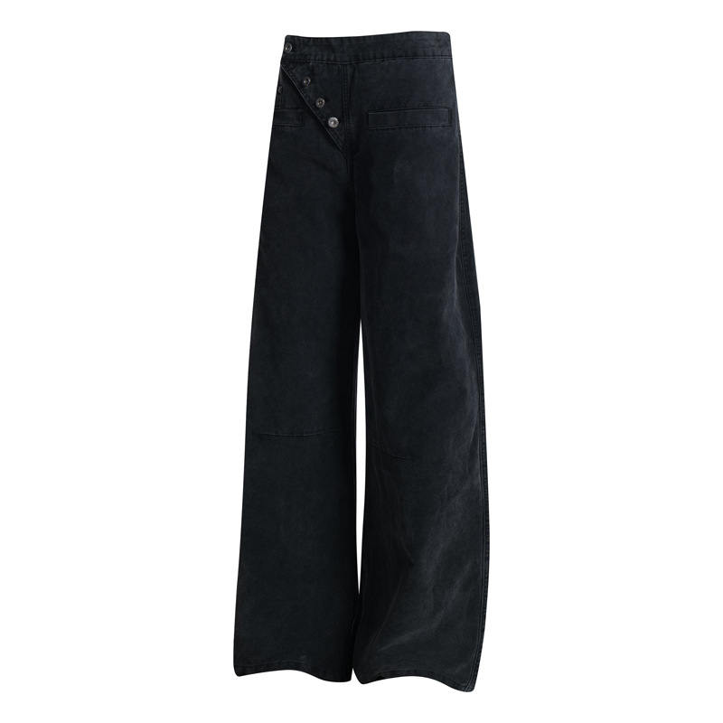 Original Streetwear Brand Design Vintage Button Decoration High-Street Cool Loose Casual Knife Pants Jeans Long Pants