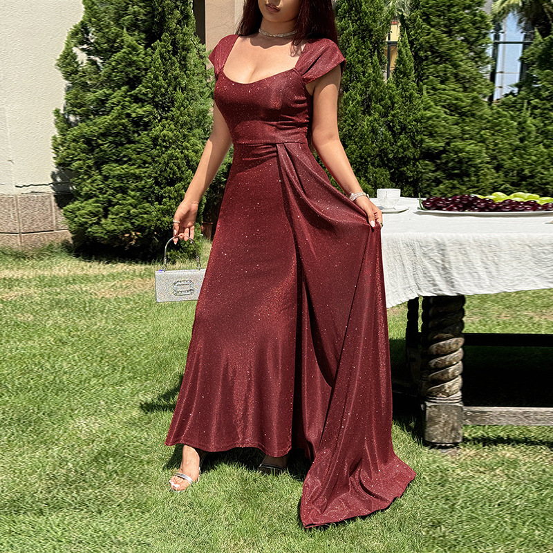 High Waist Square Neck Bodycon Maxi Dress