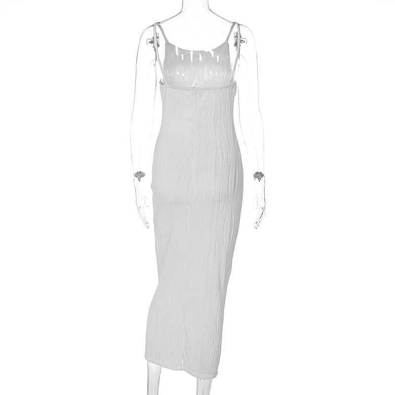 Open Back Sleeveless Collarless Polyester Mid Waist Dress