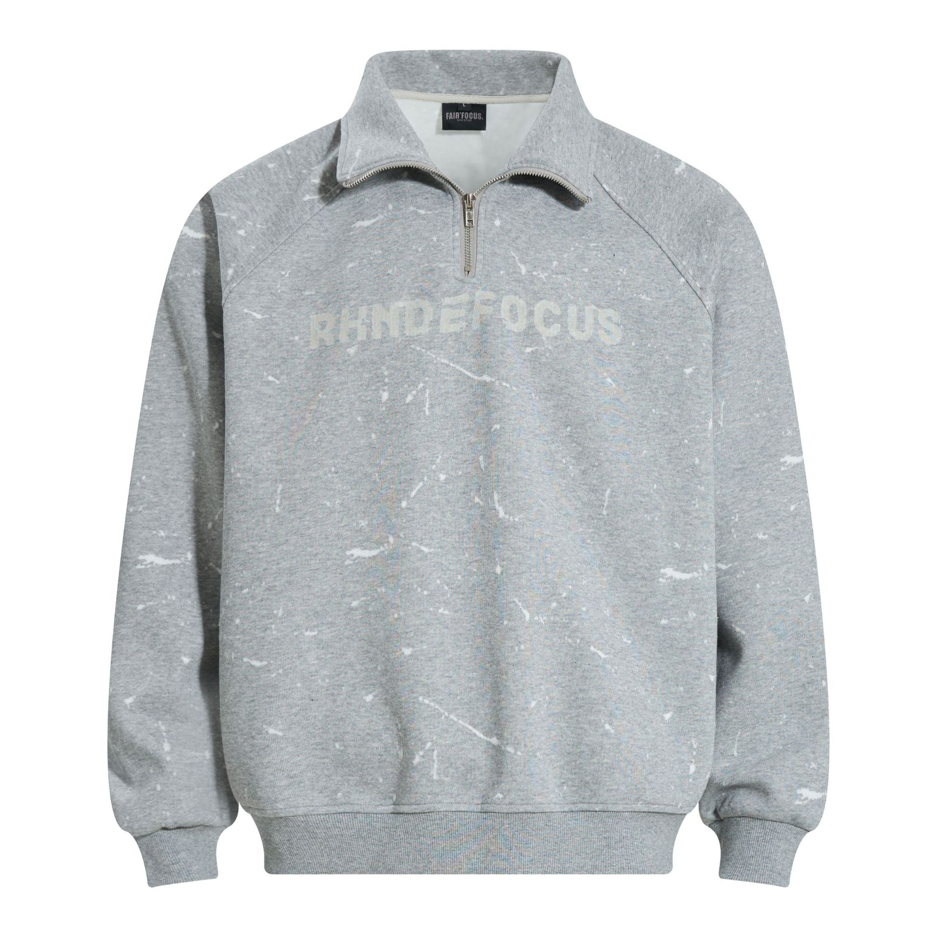 Half open collar raglan sweatshirt with flip collar sweatshirt
