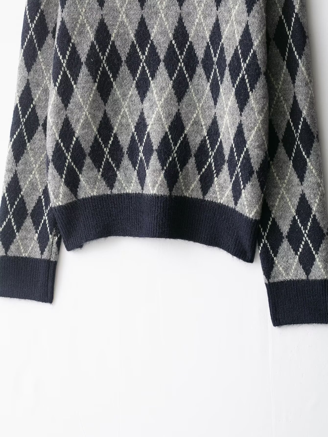 Oversized Argyle Knit Sweater