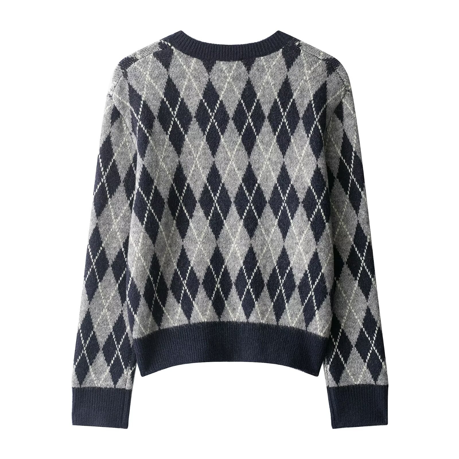 Oversized Argyle Knit Sweater