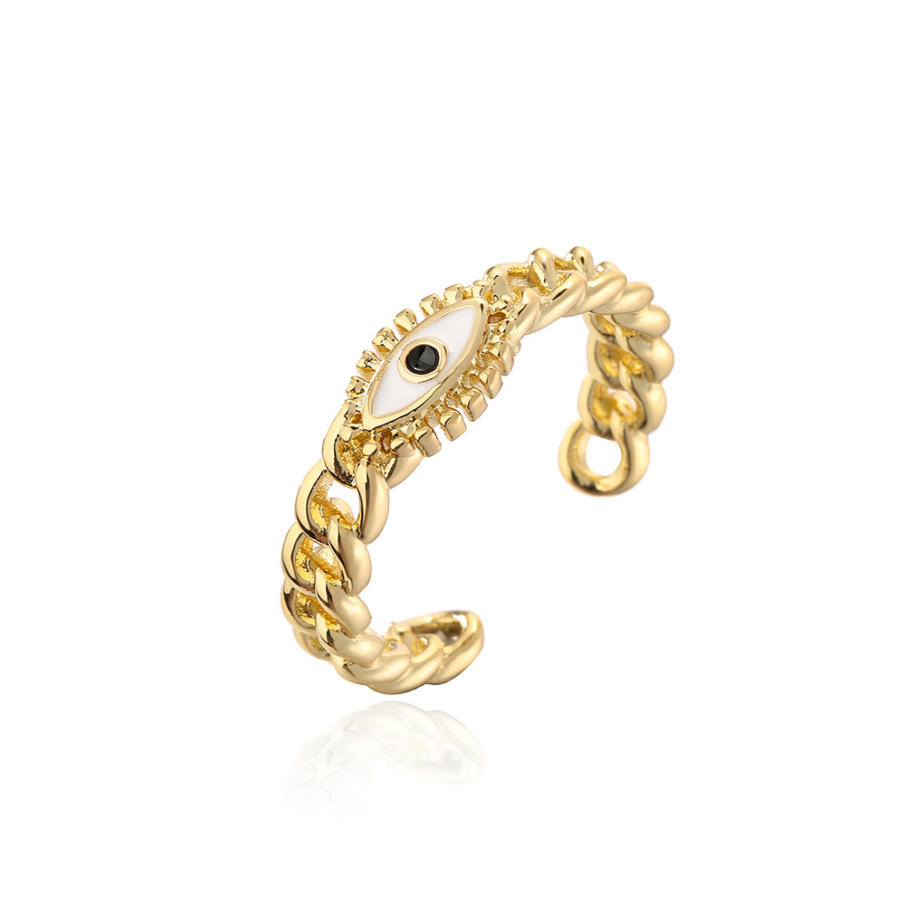 Turkish Zircon Evil Eye Rings For Women Open Adjustbale Gold Plated Stainless Steel Ring Couple Rings Wedding Jewelry Bague