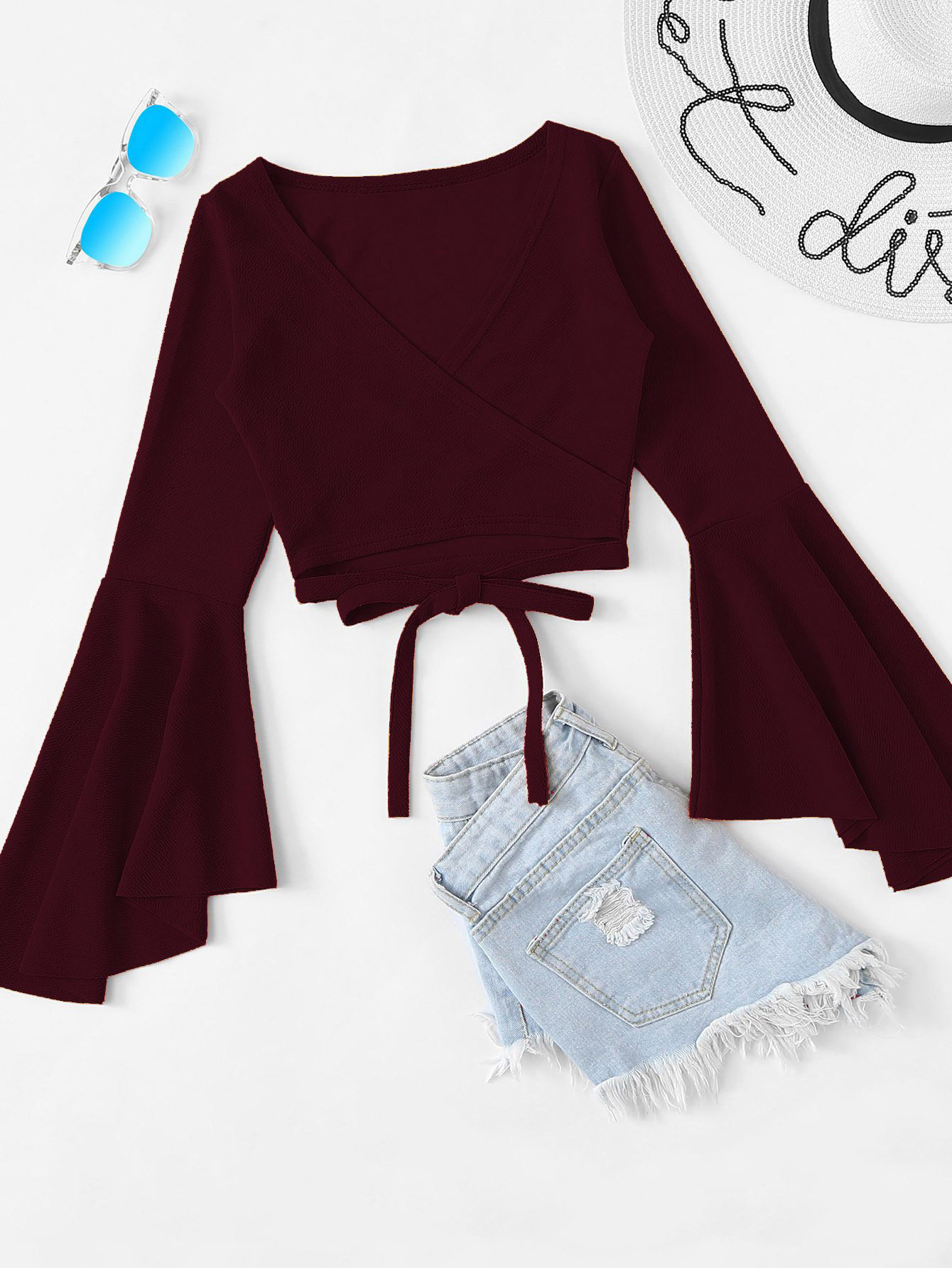 Ladies' V-Neck Long Sleeve Relaxed Top