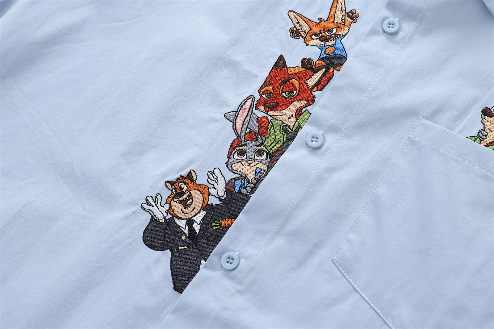 Retro Fun Cartoon Embroidery Short Sleeve Shirt Unisex Loose Casual Lazy Style Couple Shirt