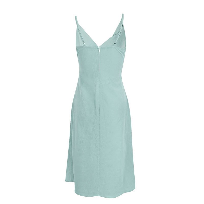 Sexy V-neck spaghetti strap slit slim fit dress