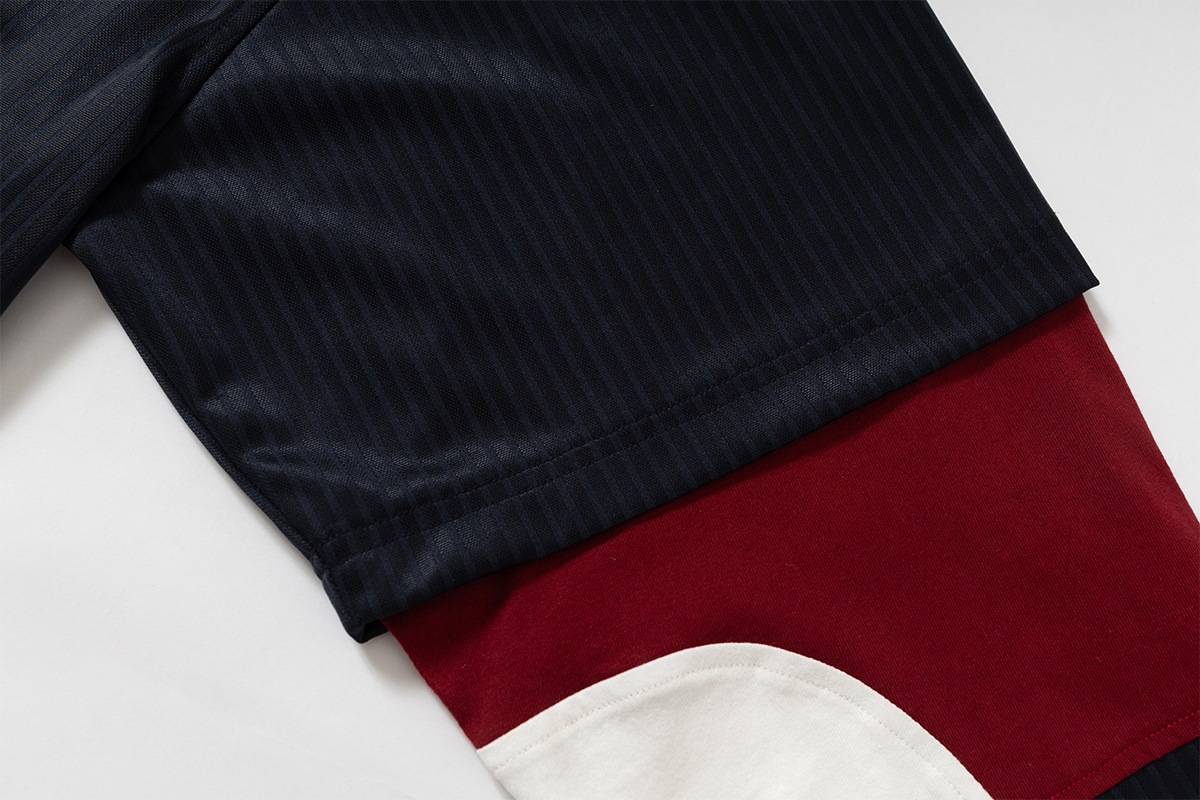 Color Block Full Arm Faux Layered Collared Shirt