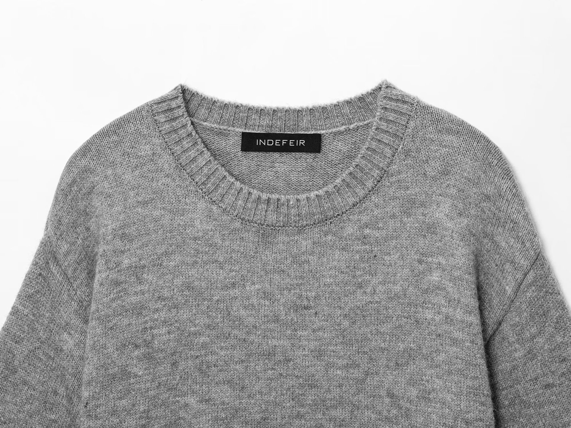Charcoal Polyester Three-Quarter Crew Sweater