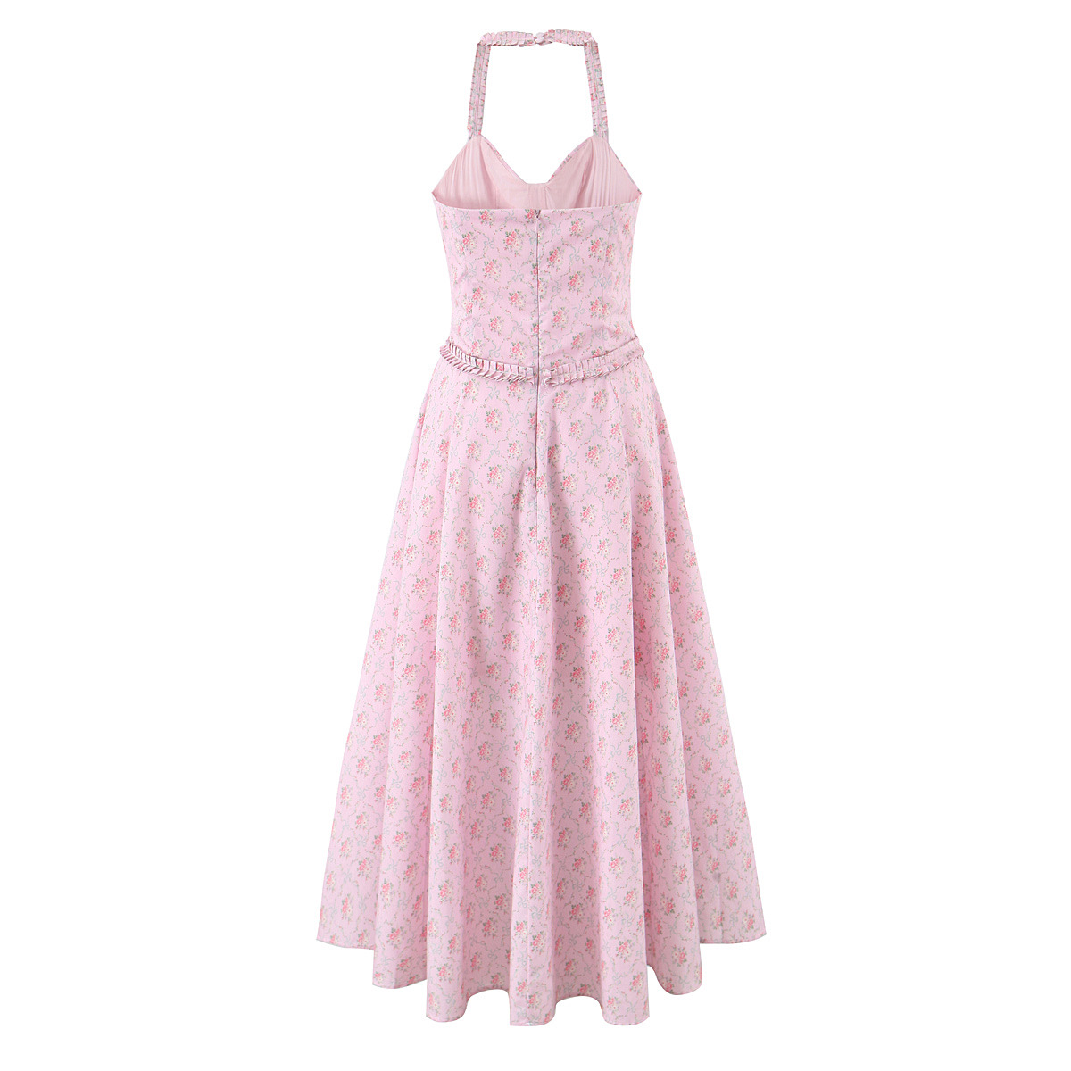 Strapless Sleeveless Floral High-Waist Midi Dress
