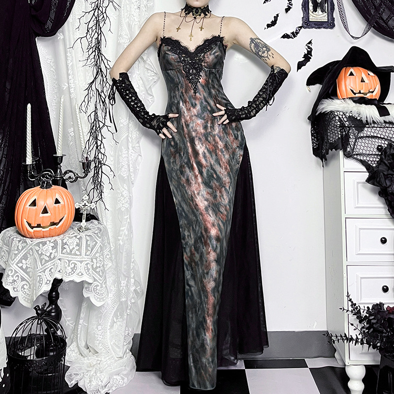 Bodycon Dress Gothic Chic Embellished Fitted Full Skirt Dress for Women