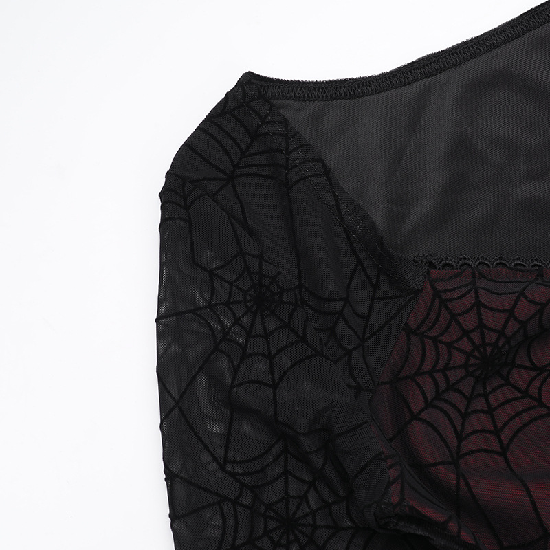 V-Neck High-Waist Spider Web Print Long Pencil Dress