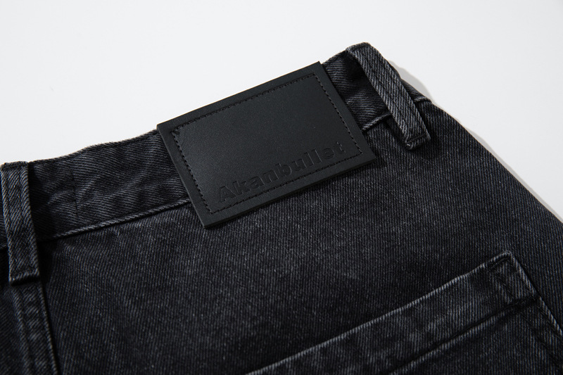 Retro Washed Deconstructed Knife-Edge Denim Pants Unisex Trendy Loose Hip-Hop Wide Leg Pants Black Scythe Style Pants