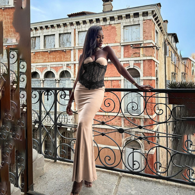 Strapless Sleeveless Long High Rise Polyester Dress