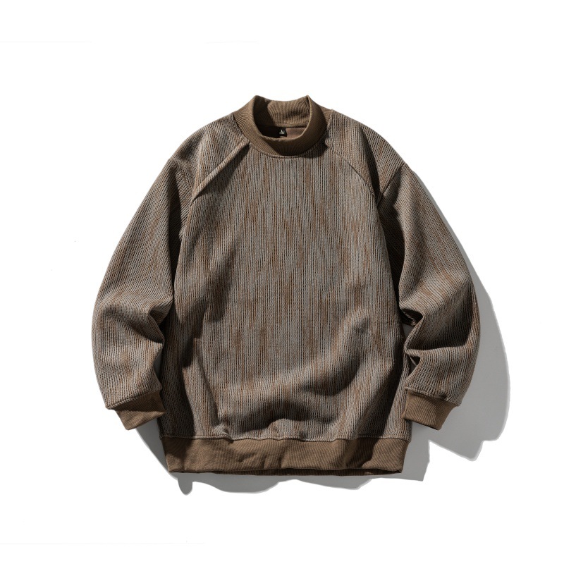 Mens Oversized Ombre Paneled Stand Collar Sweatshirt