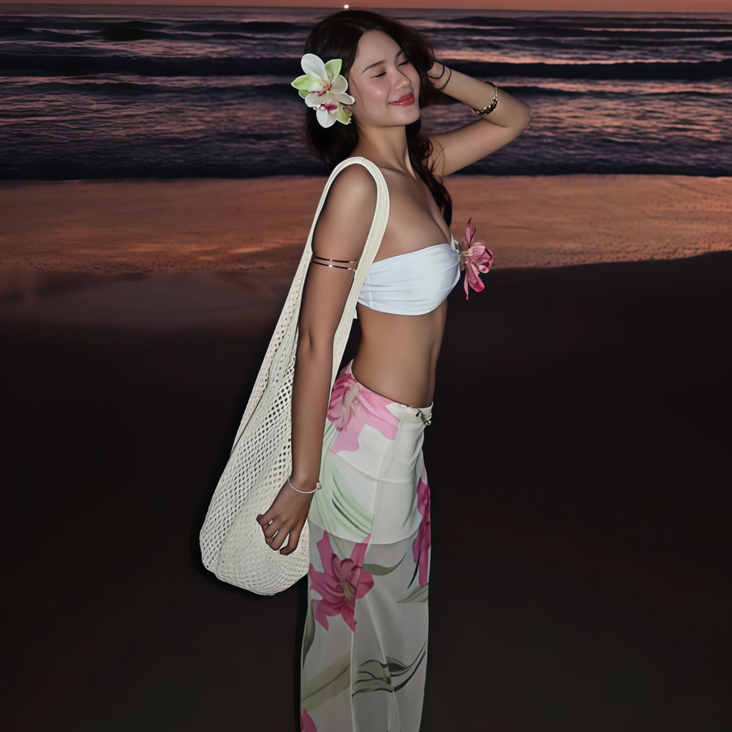 Sheer Patterned Coastal Flowy Mini Skirt