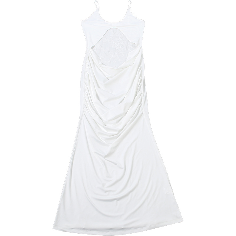 Spaghetti Strap High Waist Open Back Dress