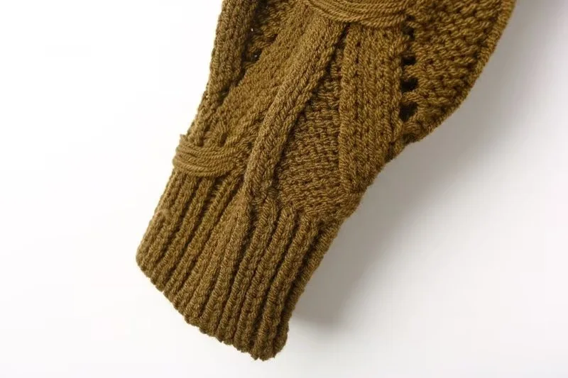 Ladies Relaxed Crew Neck Plain Openwork Sweater