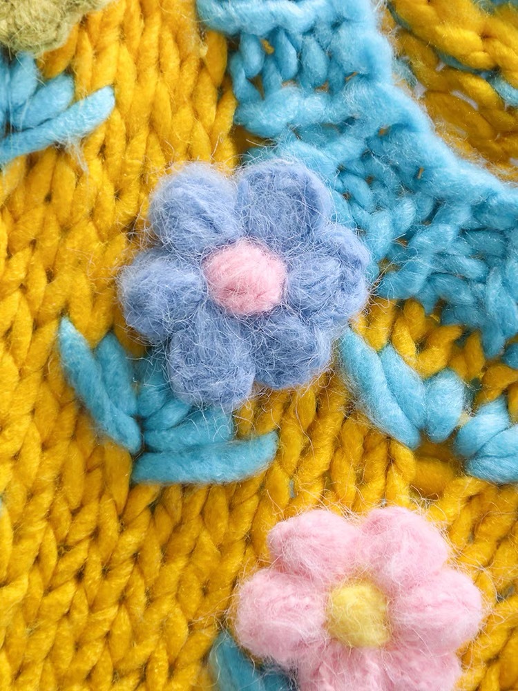 Artisan Floral Wool Blend Sweater