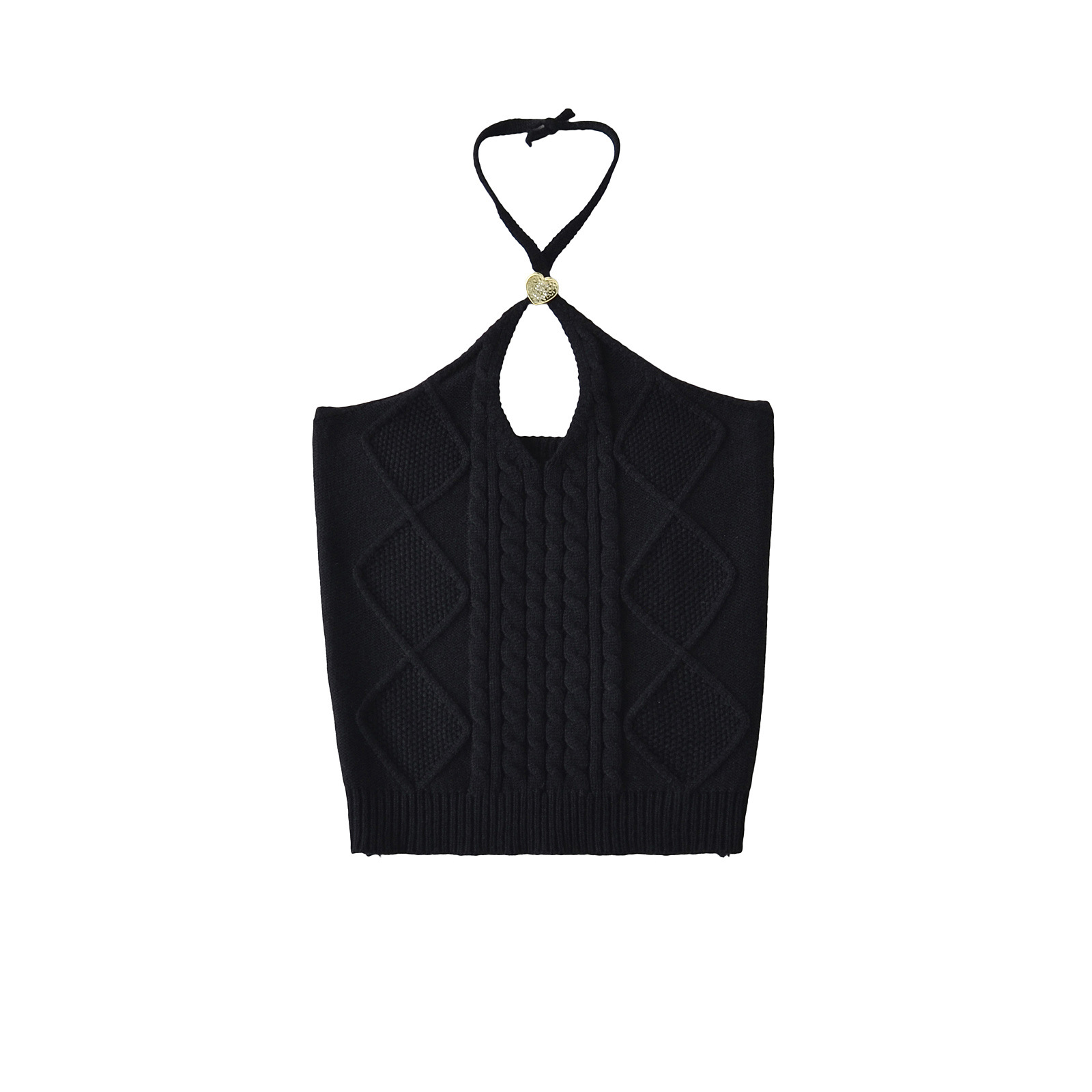 Hollow-out Knit Halter Strapless Camisole