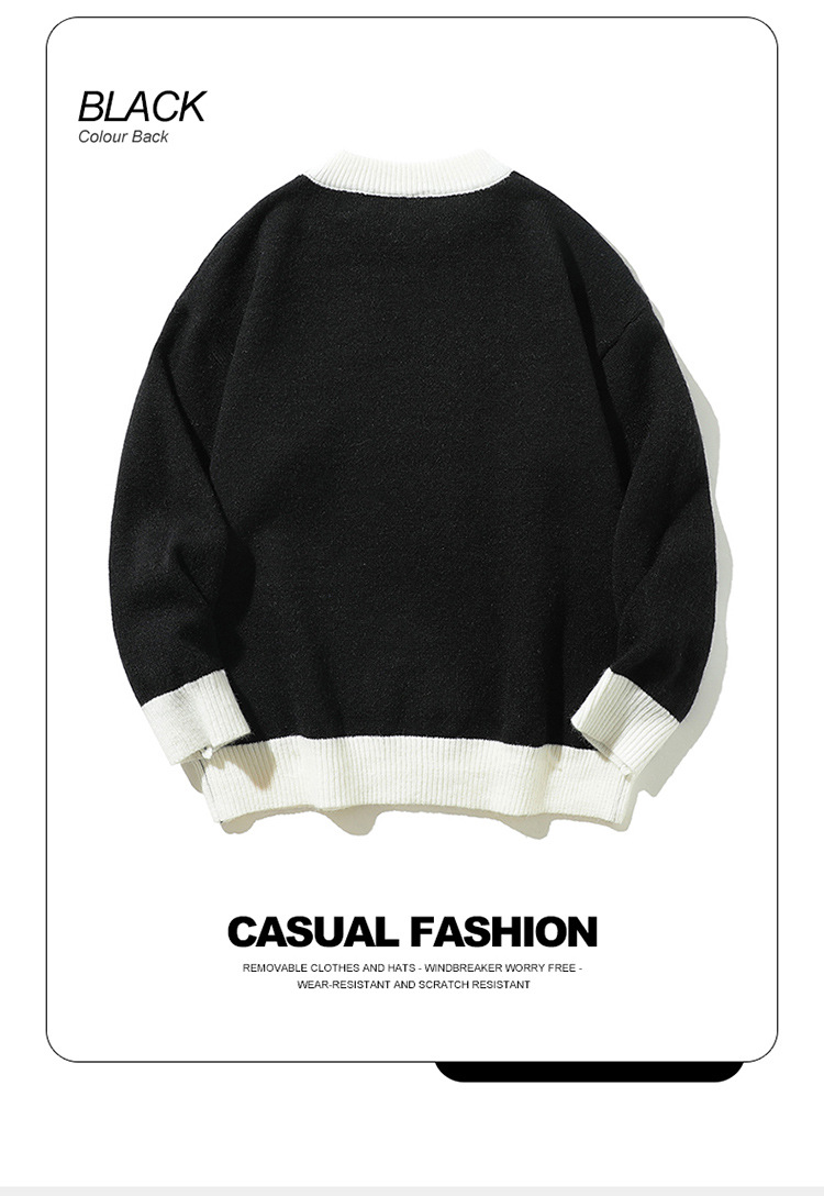Relaxed Fit Japanese Workwear Two-Tone Sweater