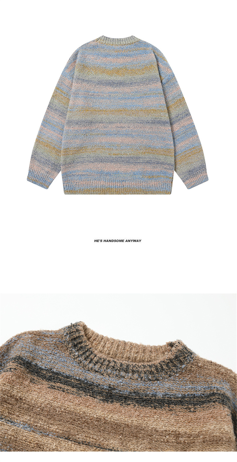 Long Sleeve Color Block Oversized Japanese Workwear Sweater