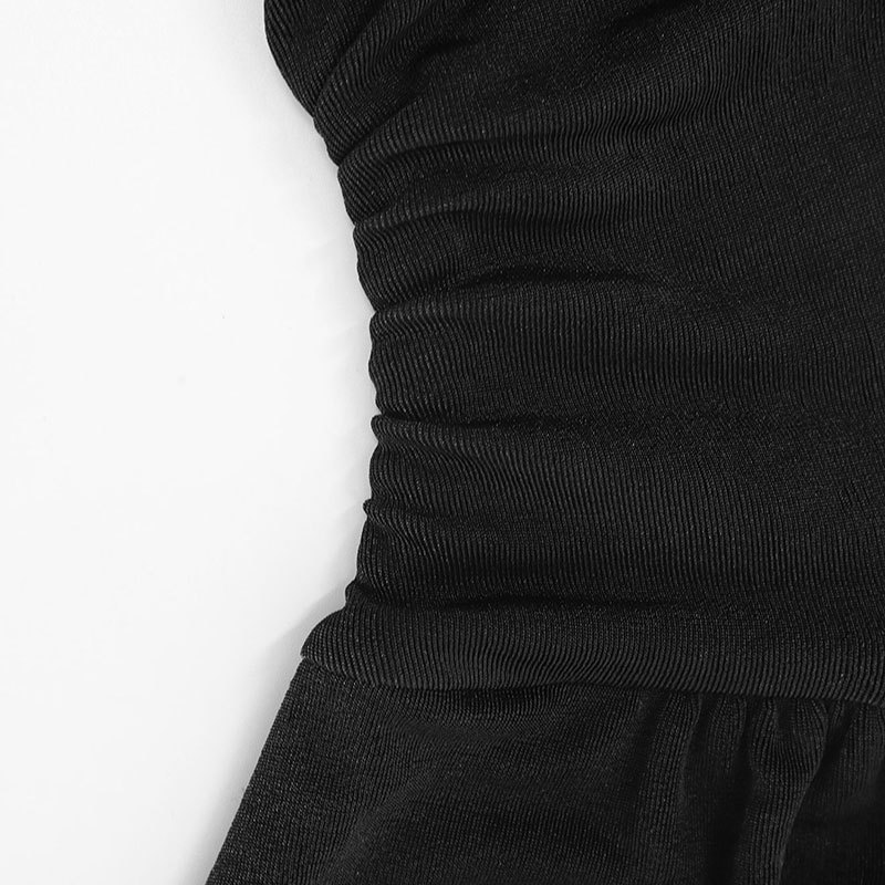 Plain Full Sleeve Pointed Streetwear Midi Dress