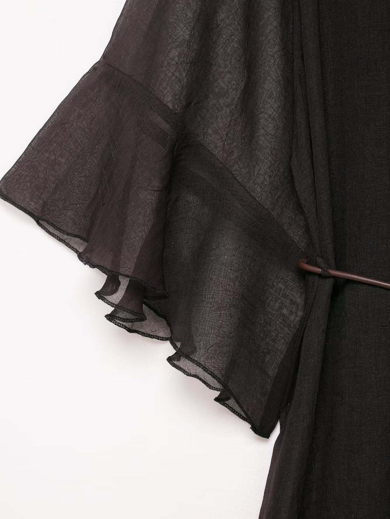 Bell Tie Front Fitted Plain Dress