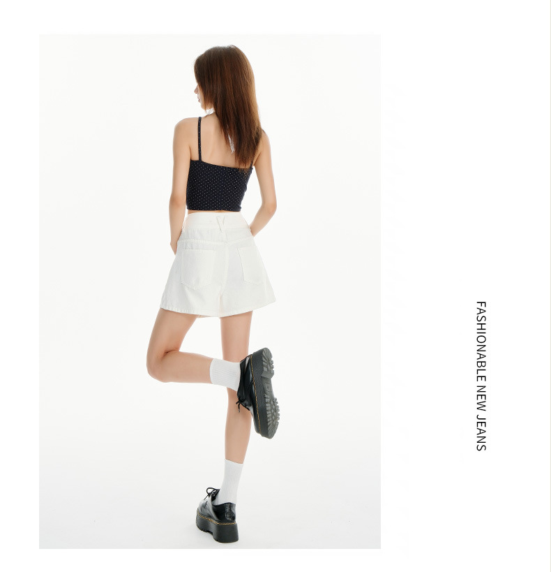 Light Blue High-Waisted A-Line Denim Shorts for Women Loose and Slim Fit Wide-Leg Hot Pants