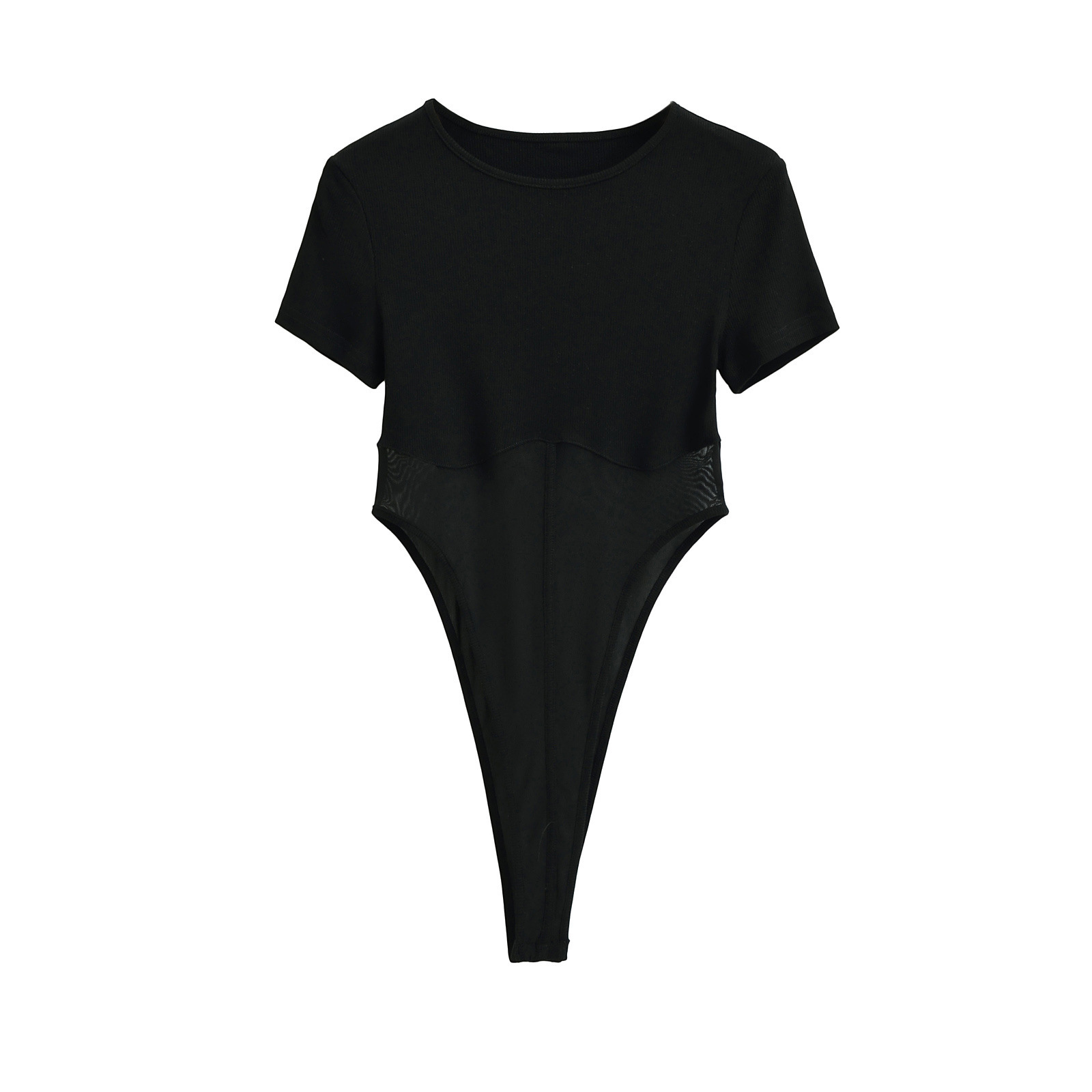 Spandex Three-Quarter Sleeve Side Cutout Sheer Panel Jumpsuit