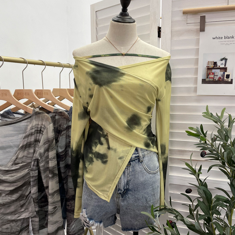 Desire Asymmetrical Long Single Sleeve Blouse