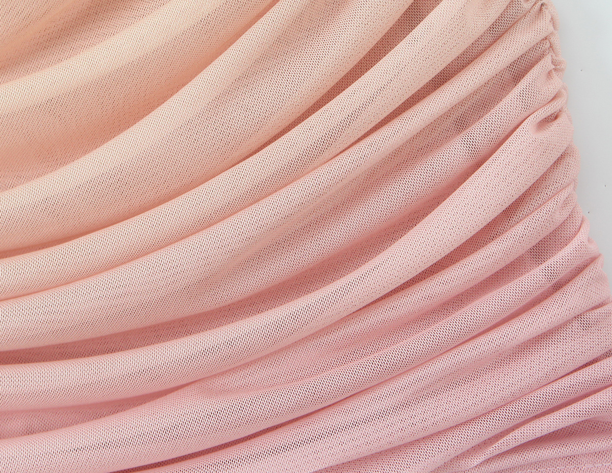Gradient wrinkled waist cinching strapless dress