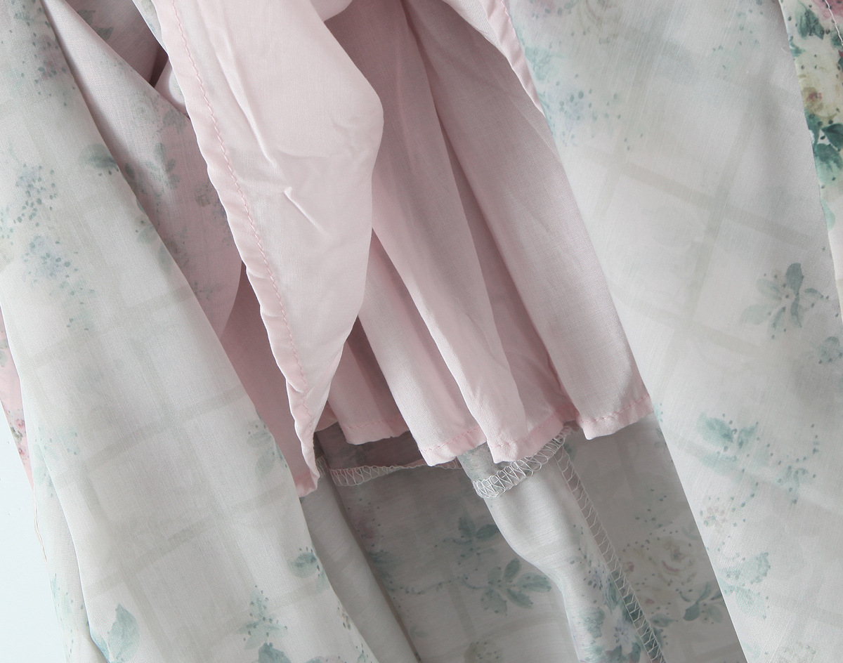 Square Neck Botanical Print Short Puff Resort Dress