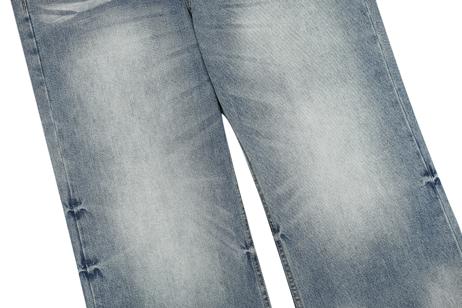 Vintage Street Cat-Whisker Pattern Loose Fit Men's Washed Blue Flared Jeans