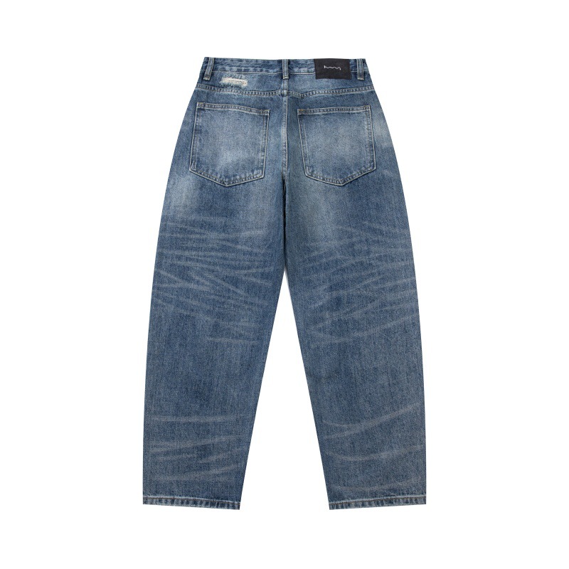 Distressed Cut-Out Tapered Jeans Men Japanese Retro Loose Fit