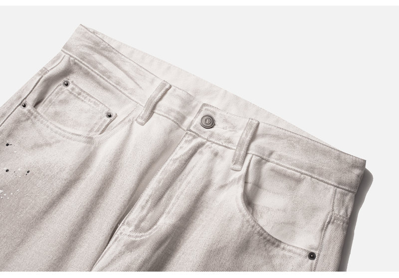 Washed Distressed Oversized Straight Leg Jeans