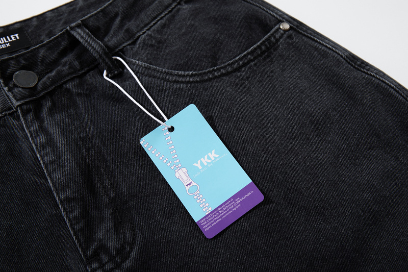 Retro Washed Deconstructed Knife-Edge Denim Pants Unisex Trendy Loose Hip-Hop Wide Leg Pants Black Scythe Style Pants