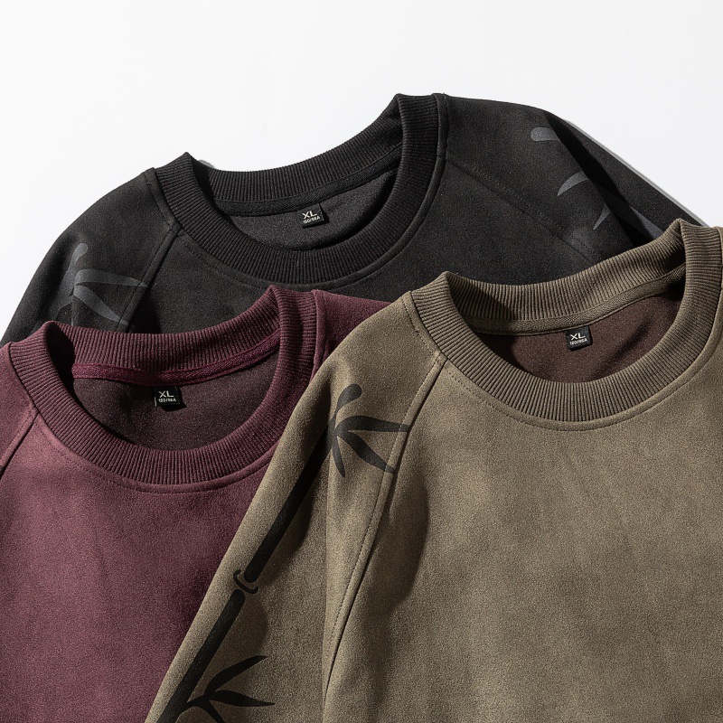 Relaxed Round Neck Botanical Design Sweatshirt