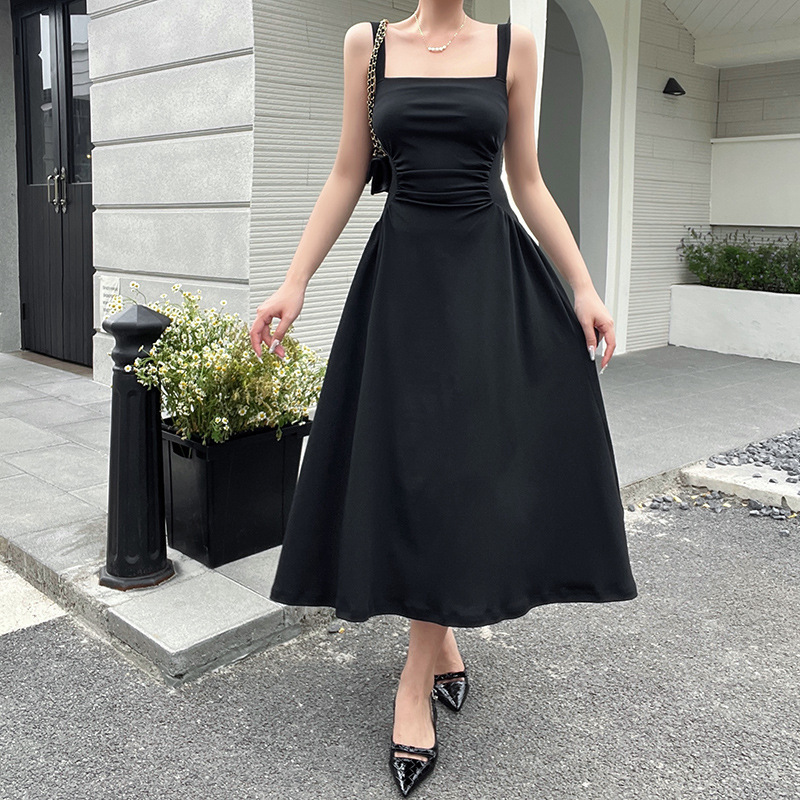 One-Shoulder Sleeveless Polyester Midi Dress