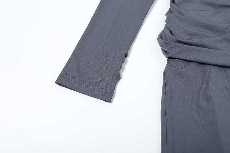 Stretch High-Waist Gathered Full Sleeve Dress